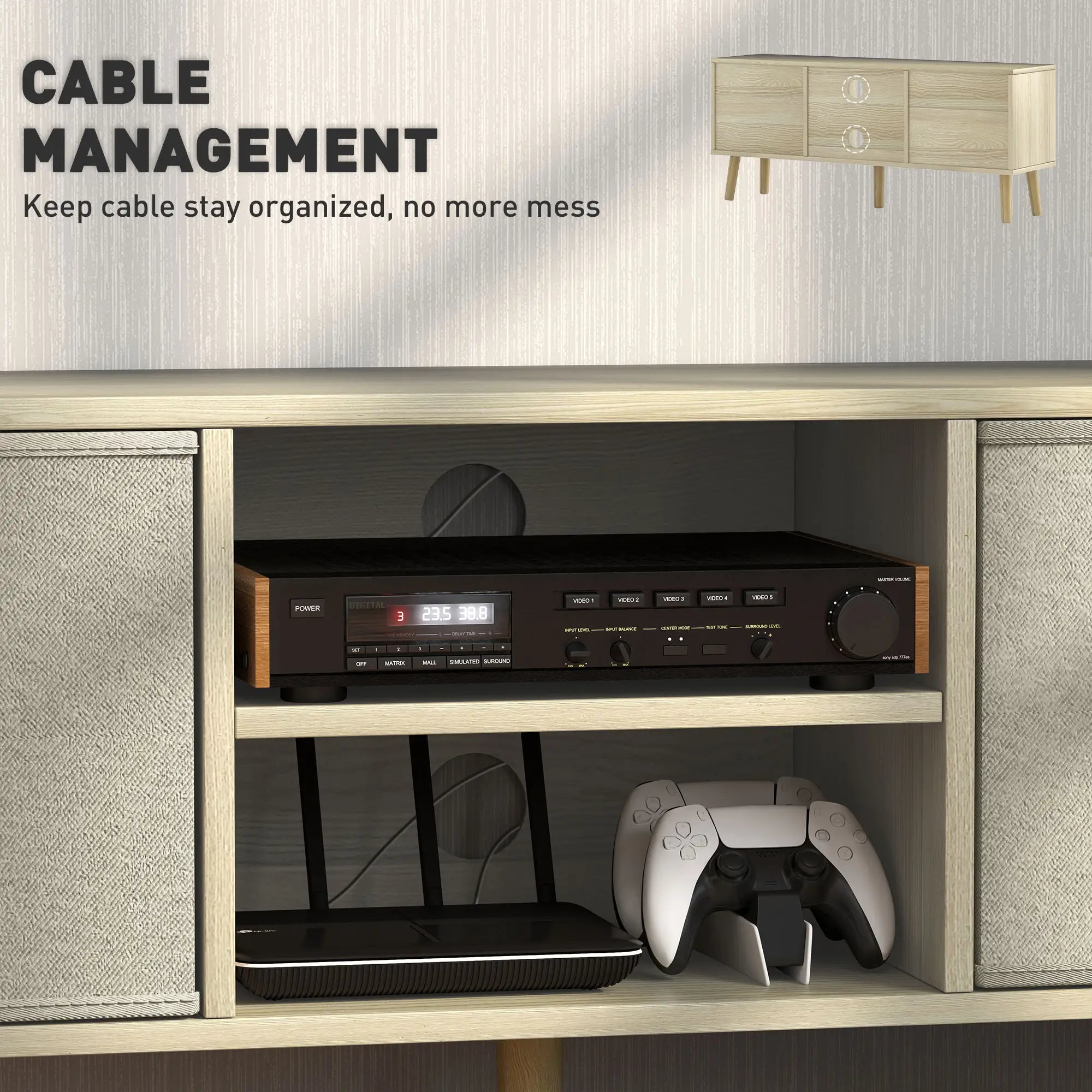 Modern TV Stand, Foldable Drawers, Shelves, Natural TV Stands at Gallery Canada