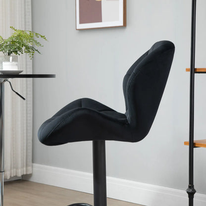 Adjustable Height Fabric Bar Stool Set of 2, Swivel Seat, Black Bar Stools at Gallery Canada