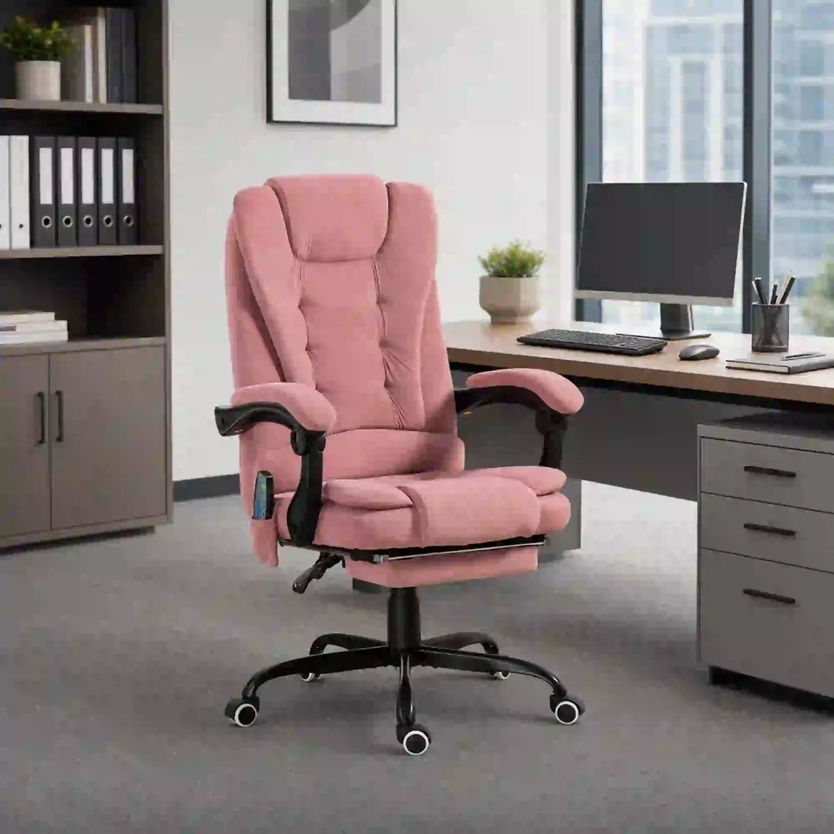7-Point Vibrating Massage Chair, Reclining with Footrest, Pink Massage Chairs at Gallery Canada