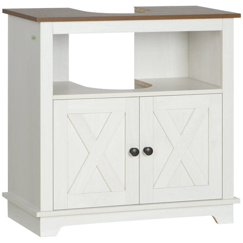 Farmhouse Bathroom Sink Cabinet, Double Door Storage, White