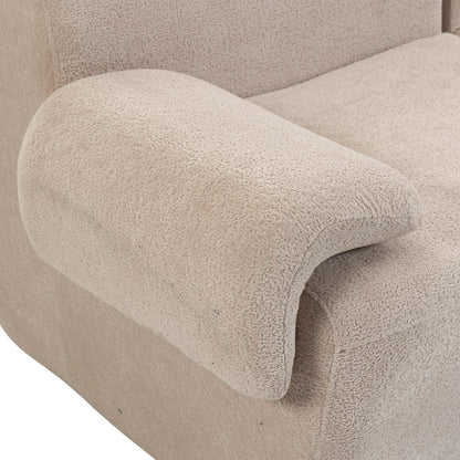 3 Seater Chenille Cloud Sofa, Wide Deep Seat, Beige, Beige 3-Seater Sofas at Gallery Canada