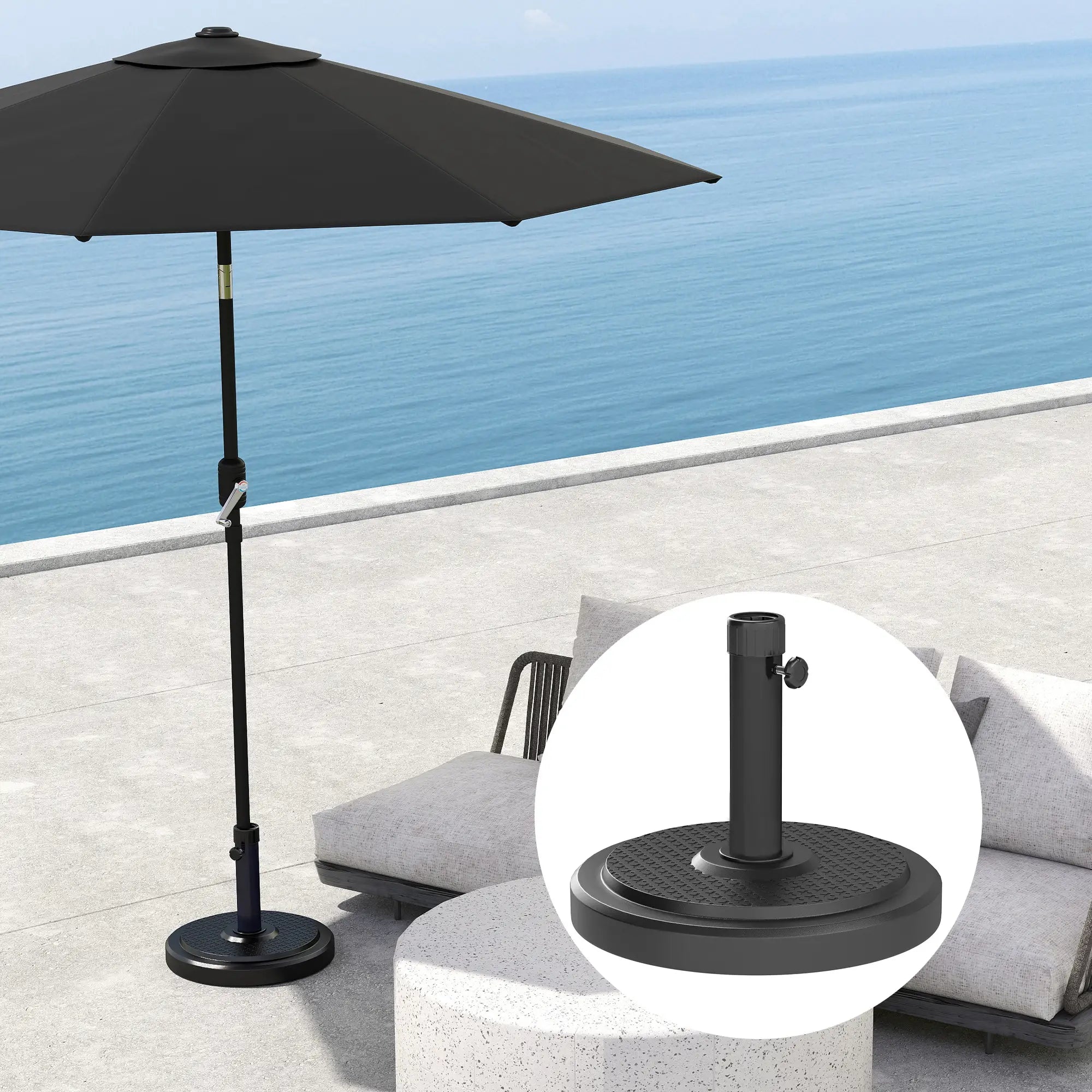 48 Lbs Patio Umbrella Base, Round HDPE, For 1.5