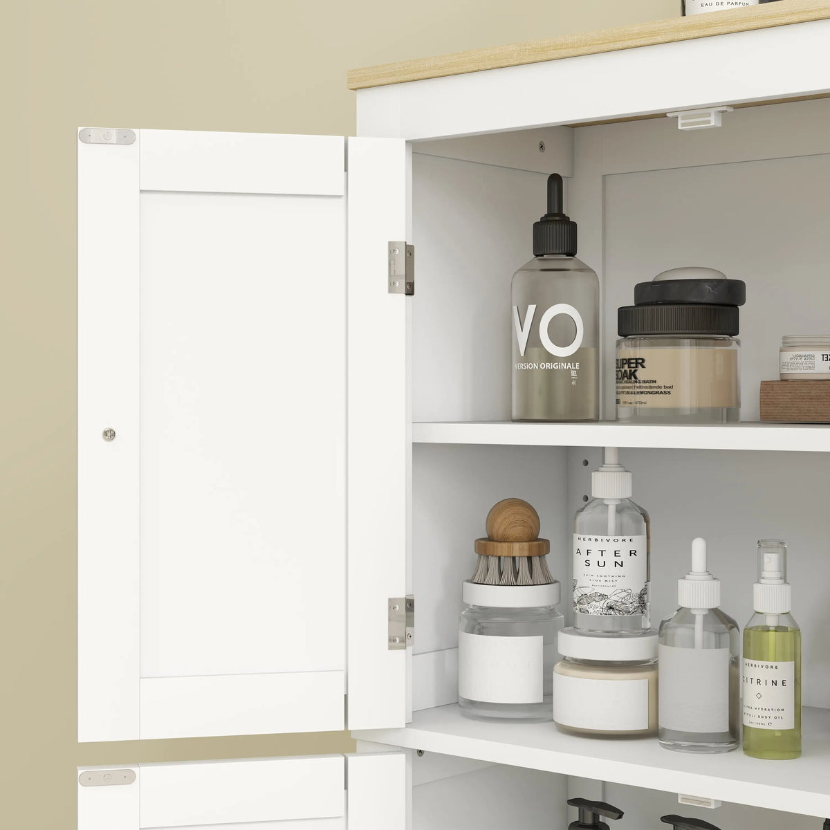 Bathroom Storage Cabinet, Modern Floor Cabinet, 4 Doors, 2 Shelves, White Freestanding Bathroom Cabinets at Gallery Canada