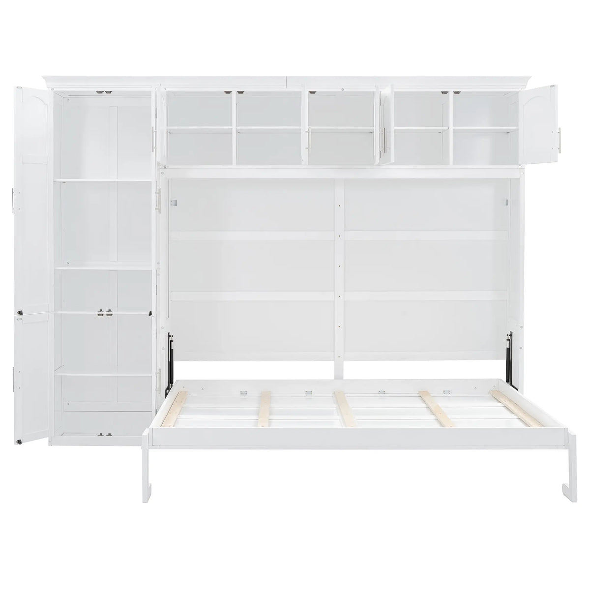 Murphy Bed with Cabinets, Space-Saving Design, 117.5" L x 16" W x 88" H, White Bed Frames at Gallery Canada