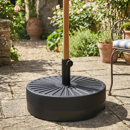 Fillable Umbrella Base, 20 Inch, Water Sand Filled Stand, Fit 1.5"/1.9" Pole Umbrella Bases Black at Gallery Canada