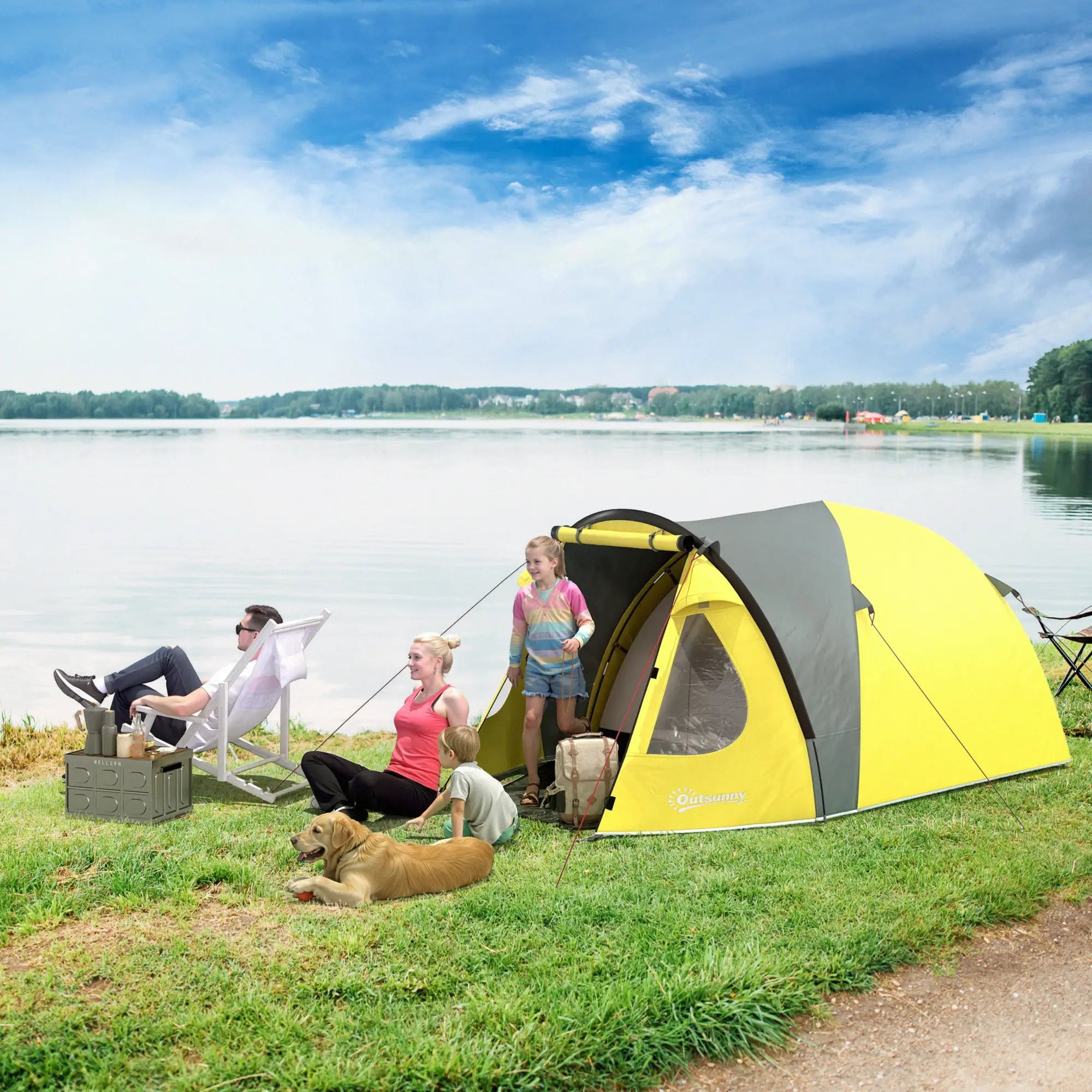 3-4 Person Camping Tent, Easy Setup, Waterproof, Sewn-in Groundsheet Camping Tents at Gallery Canada