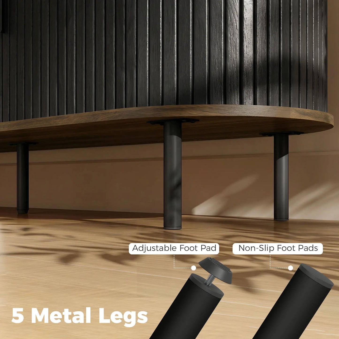Fluted Sideboard Buffet Cabinet, 55", Black Storage Cabinets at Gallery Canada
