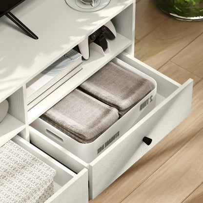 TV Stand for 75 Inches, 3 Storage Shelves, 3 Drawers, White TV Stands at Gallery Canada