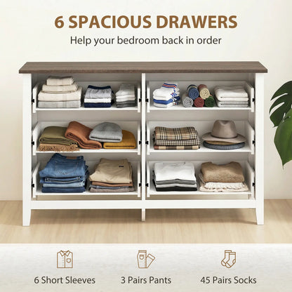 6-Drawer Wide Dresser Chest for Bedroom Living Room Closet Storage Cabinets at Gallery Canada