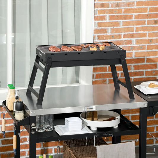 Portable Charcoal Grill With Pull-Out Basin, Folding Tabletop BBQ, Black Charcoal BBQ Grils Black at Gallery Canada