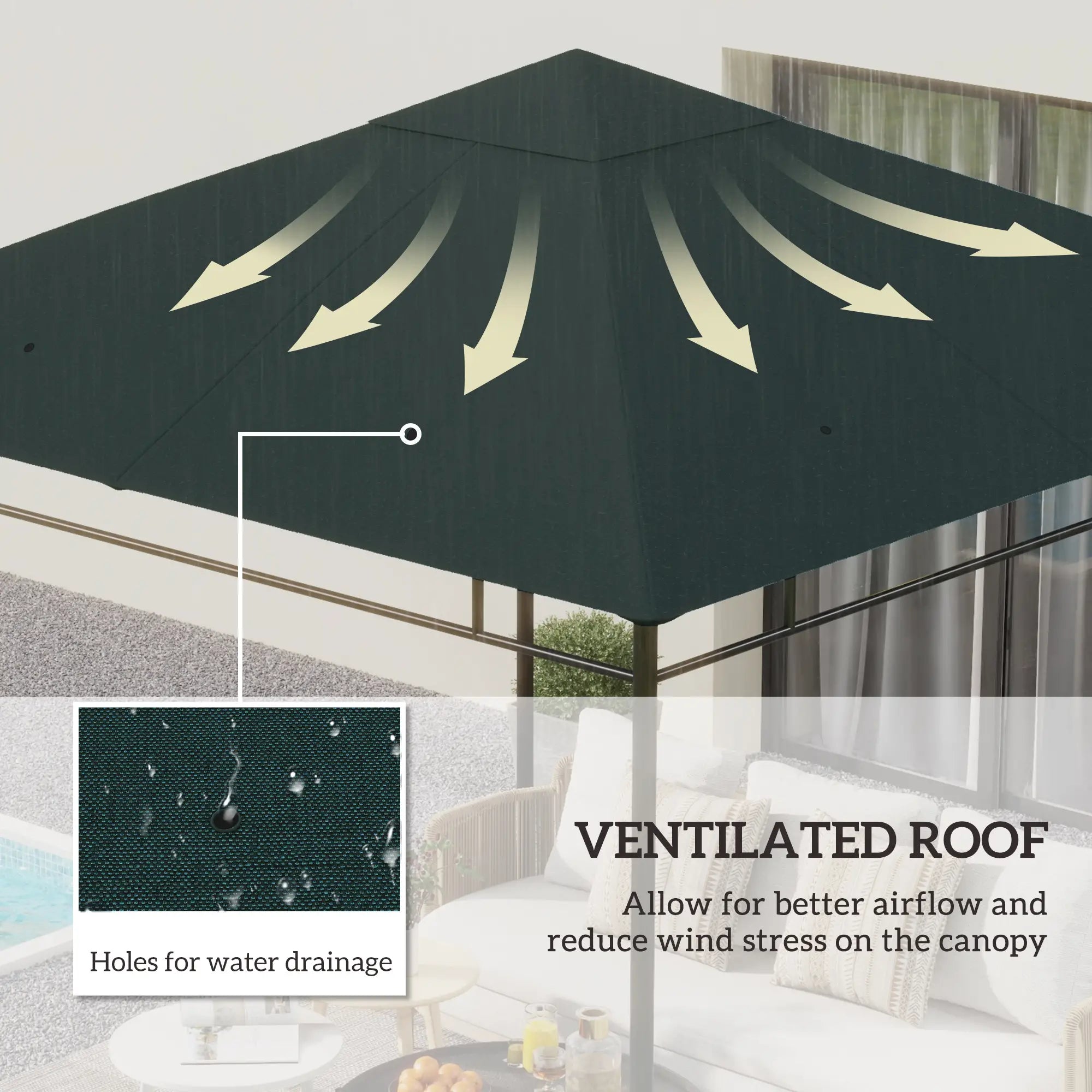 10' X 10' Square Gazebo Canopy Replacement Cover, Green, Charcoal Gazebo Canopy Replacement at Gallery Canada