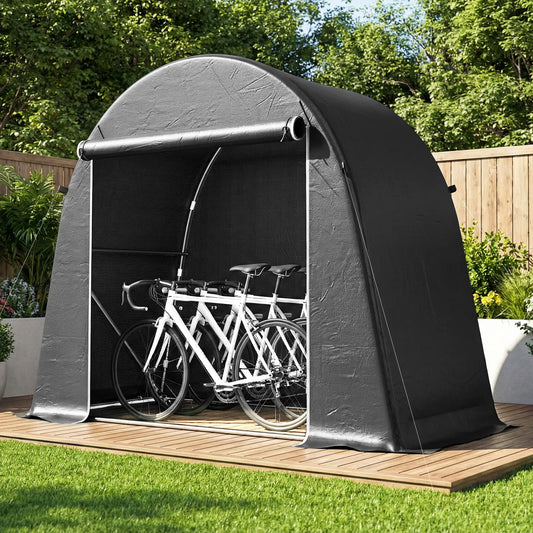 8' x 4' Portable Shed, Waterproof Bike Tent, Roll-Up Zipper Door Sheds Dark Grey at Gallery Canada