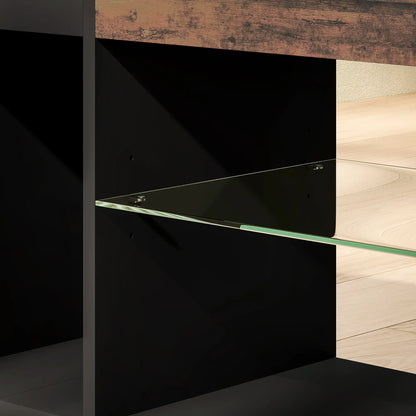 TV Stand Cabinet With LED Lights, Remote, Shelves, Rustic Brown TV Stands at Gallery Canada