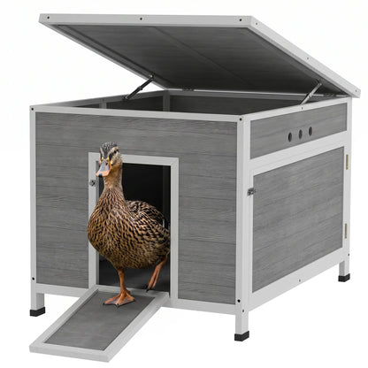 Wooden Duck Coop, Rabbit Hutch With Openable Roof, Removable Floor, Grey Chicken Coops at Gallery Canada