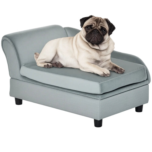 Pet Sofa Dog Couch Chaise Lounge, Small Size, Light Grey