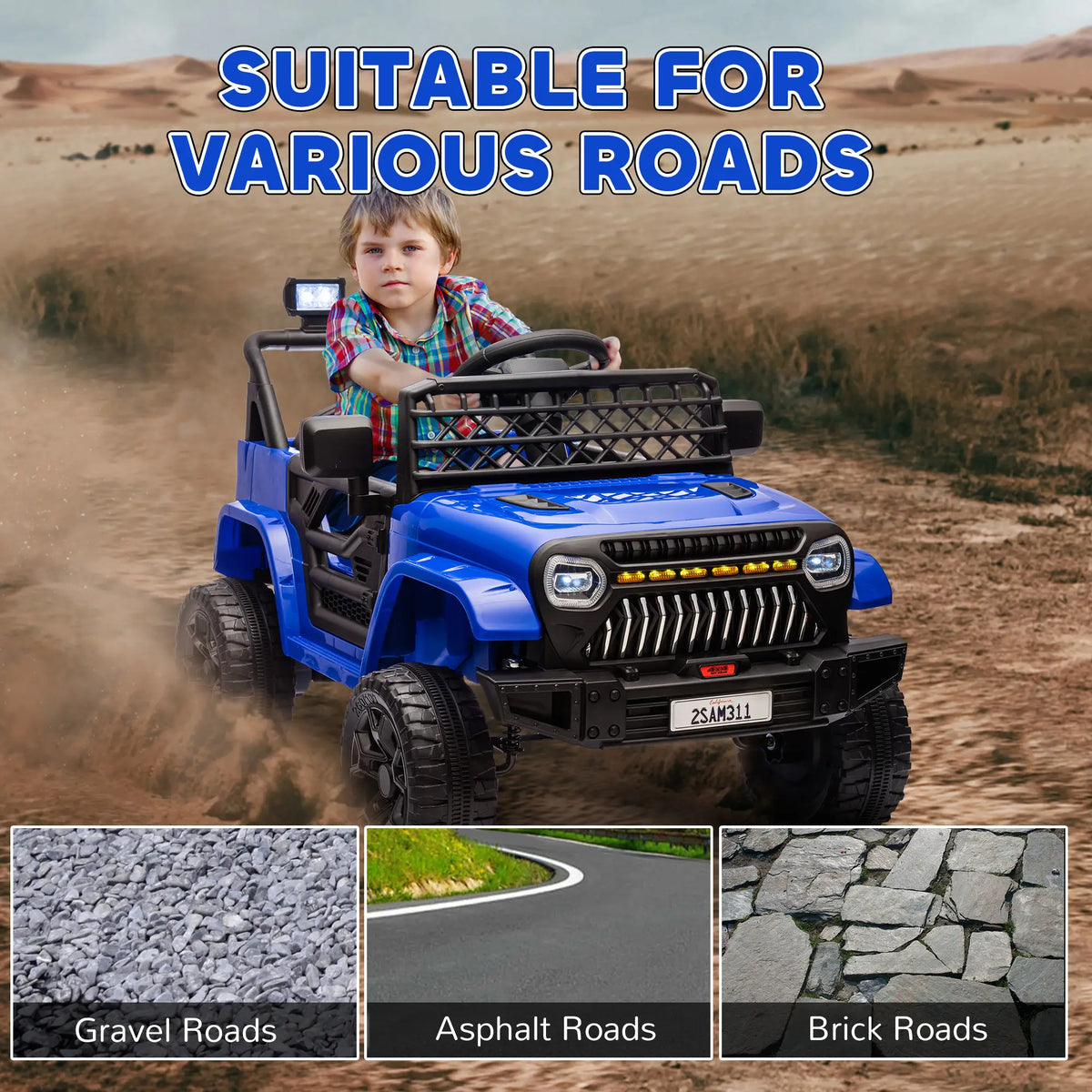 12V Ride On Truck, Electric Car For Kids, Remote Control, Dark Blue Electric Toy Cars at Gallery Canada
