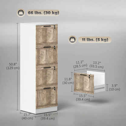 4 Drawer Filing Cabinet, Farmhouse Style, Adjustable Hanging Rails, White Office Cabinets & Cupboards at Gallery Canada