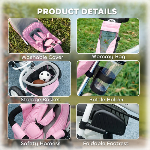6 in 1 Toddler Tricycle, 1-5 Years, Parent Push Handle, Pink