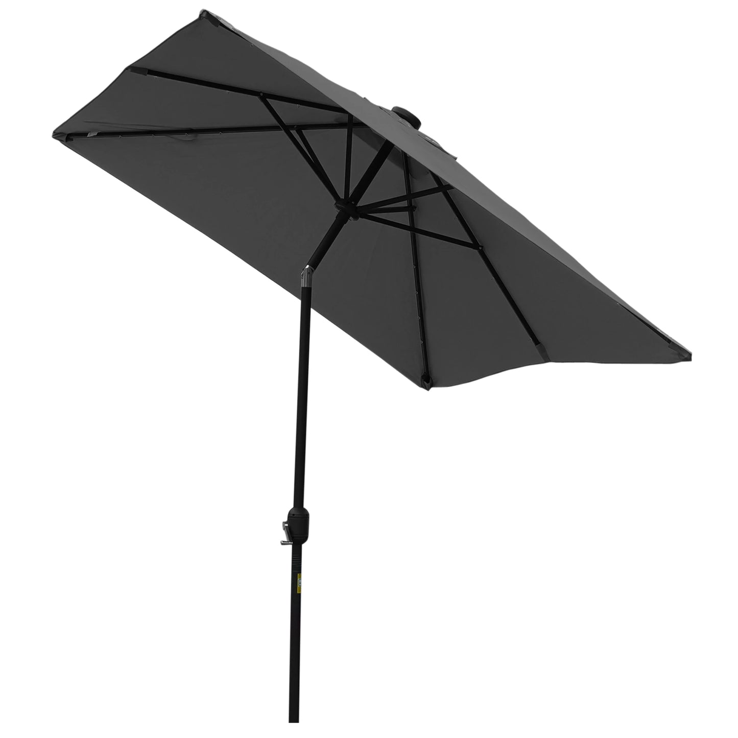 6' x 10' Rectangular Patio Umbrella, 22 LED Solar Lights, Tilt, Crank, Dark Grey Sun Umbrellas Dark Grey at Gallery Canada