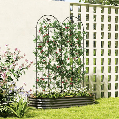 Metal Garden Trellis Set, Bird Design, 19.7" W x 70.9" H, Black Plant Stands at Gallery Canada