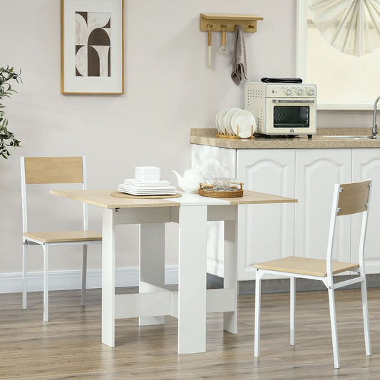 Drop Leaf Dining Table, Folding Wood Table, Multi-Use Side Table, White/Oak, White, Oak Bar Tables & Dining Tables Oak and White at Gallery Canada
