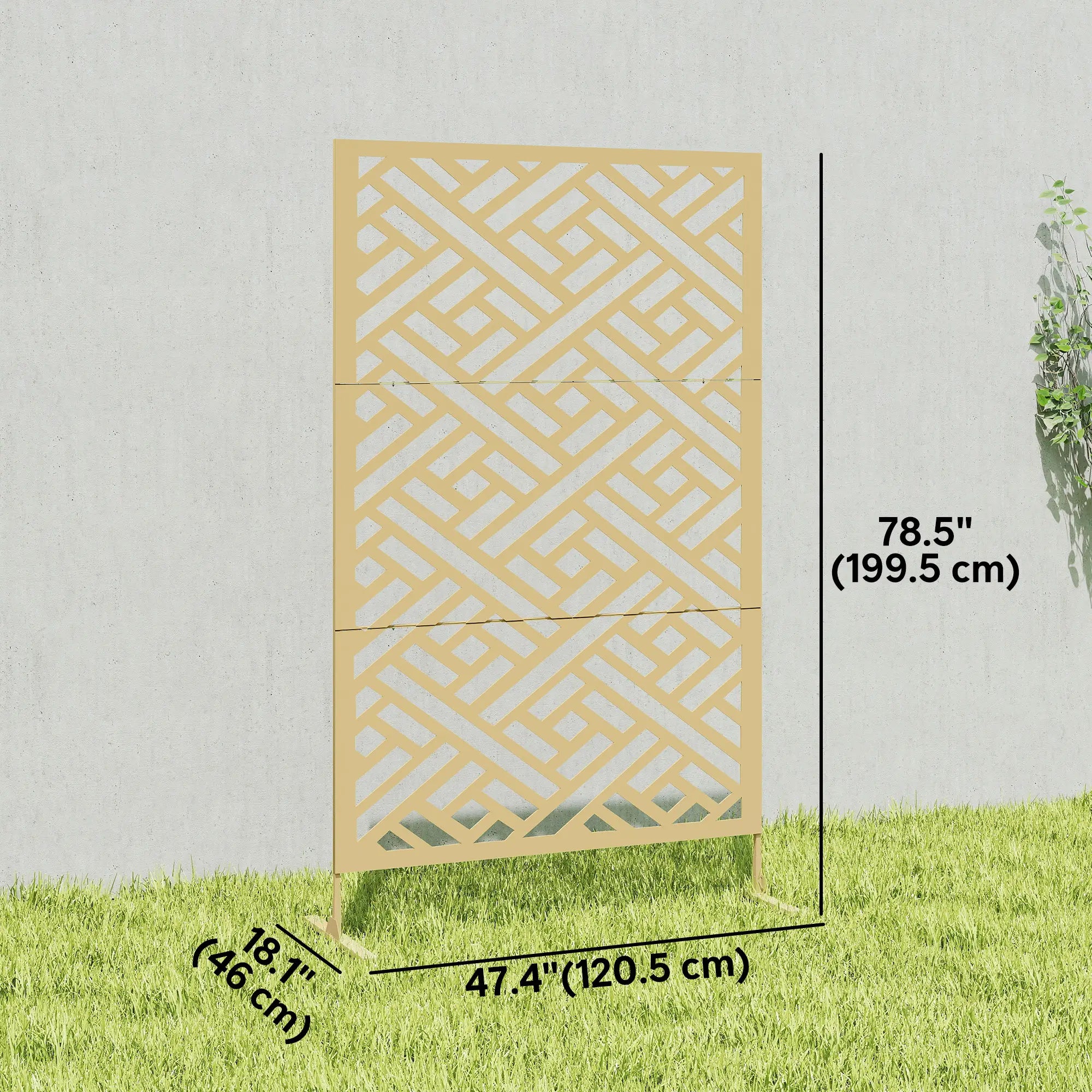 Metal Outdoor Privacy Screen, Freestanding Divider, 79