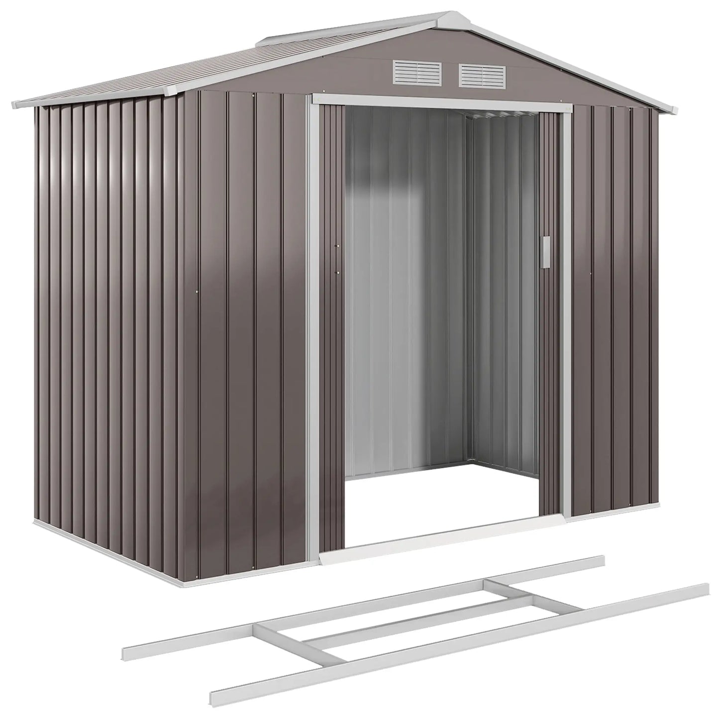 7' x 4' x 6' Metal Storage Shed, Outdoor Patio, Light Brown Sheds Light Brown at Gallery Canada