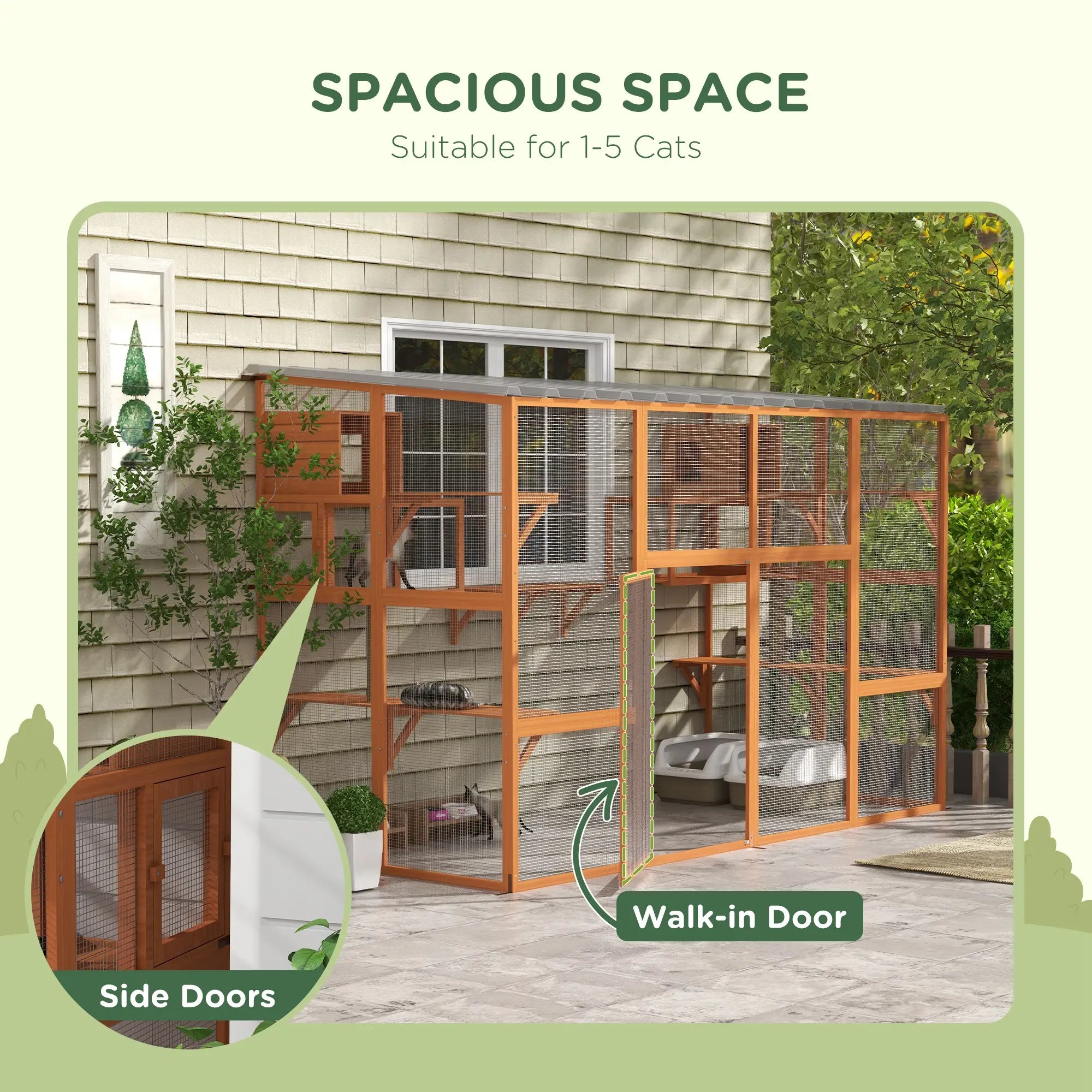 Large Catio, Outdoor Cat Enclosure, 2 Condos, Jumping Platforms, Waterproof Roof, Orange Outdoor Cat Enclosures at Gallery Canada