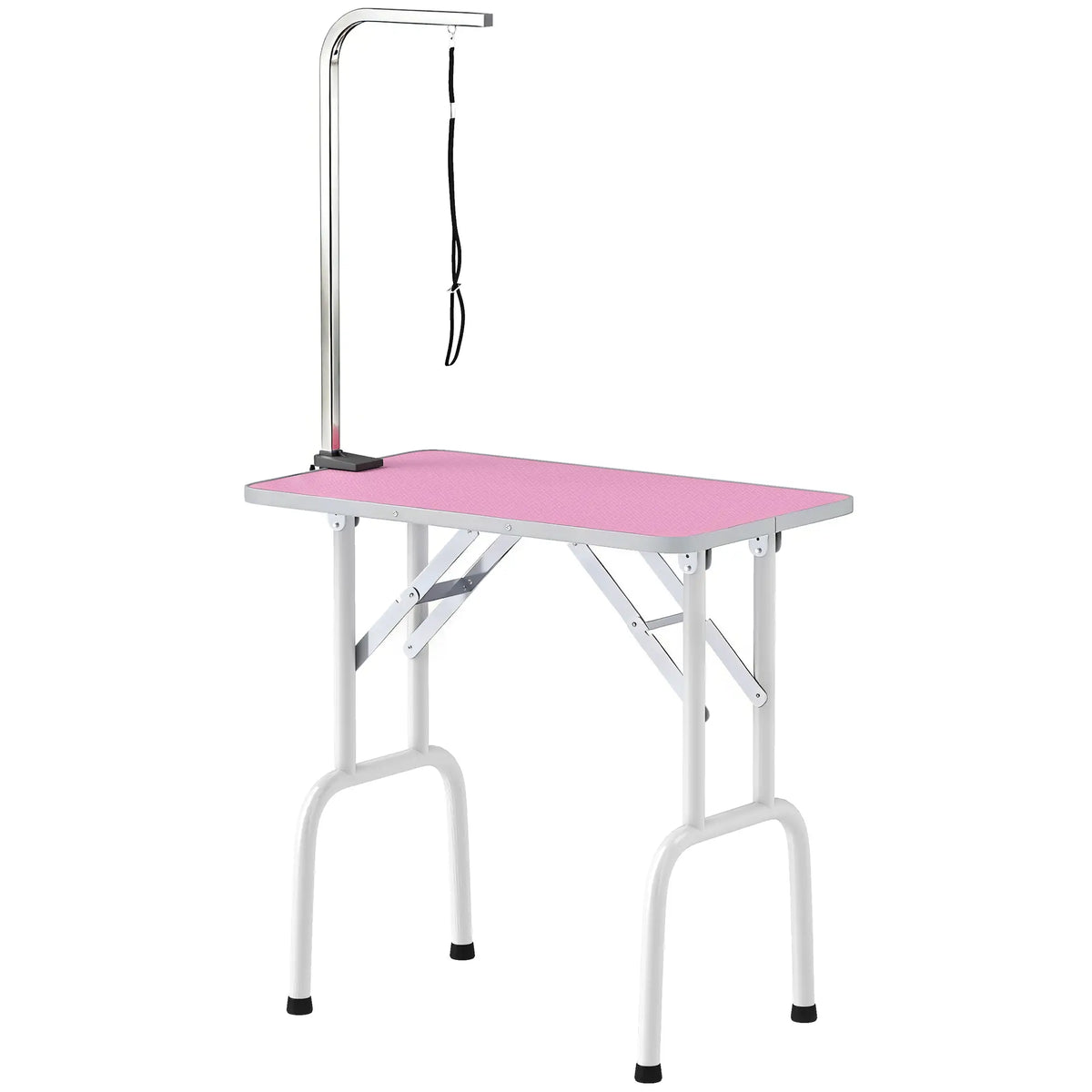 Foldable Pet Grooming Table, Adjustable Arm, Non-Slip, Pink Dog Grooming Tables Pink, White at Gallery Canada