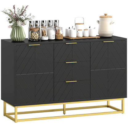 Sideboard Storage Cabinet, 3 Drawers, Adjustable Shelves, Black Kitchen Pantry Cabinets at Gallery Canada