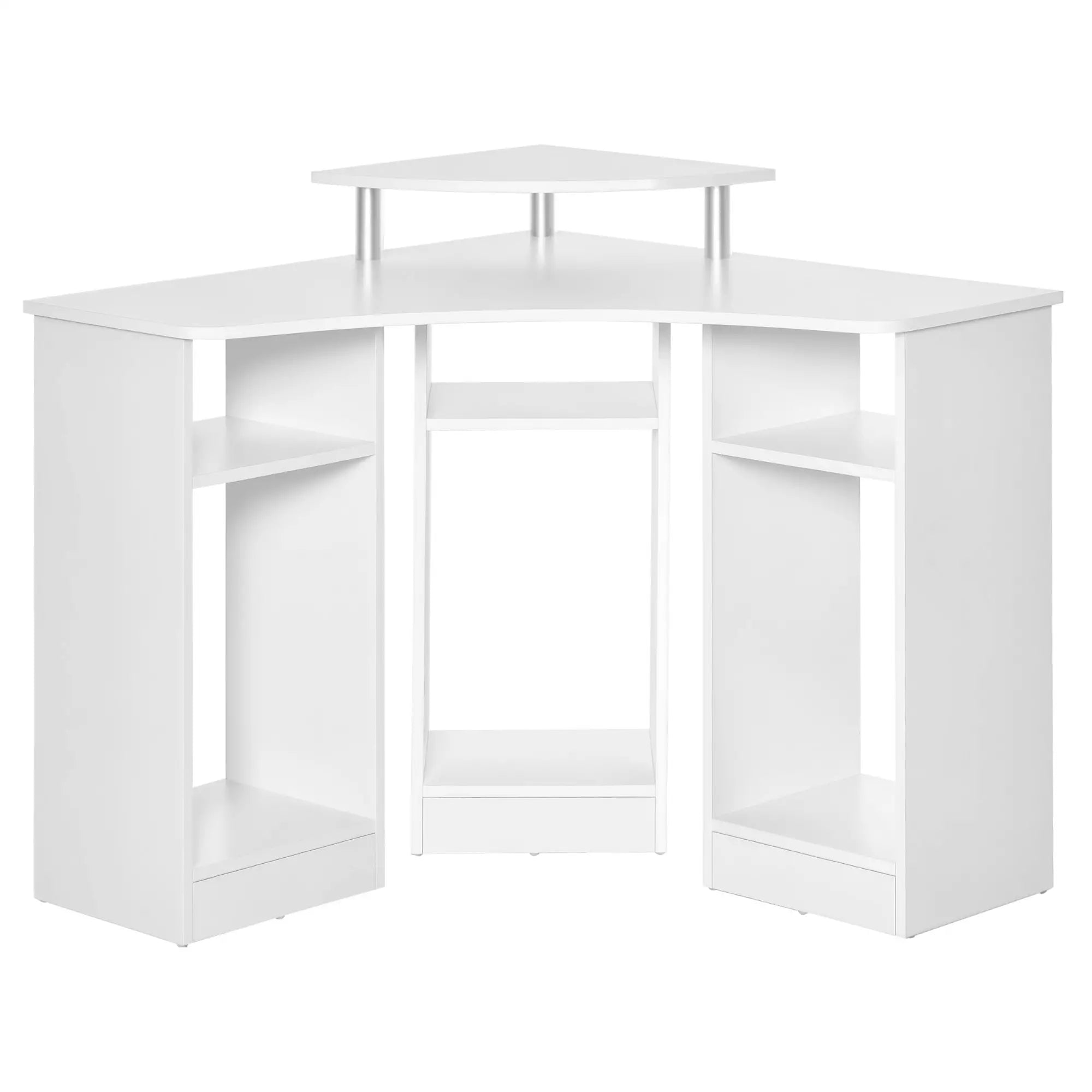 L-Shaped Computer Desk with Monitor Stand, Home Office Corner, White Computer Desks White at Gallery Canada