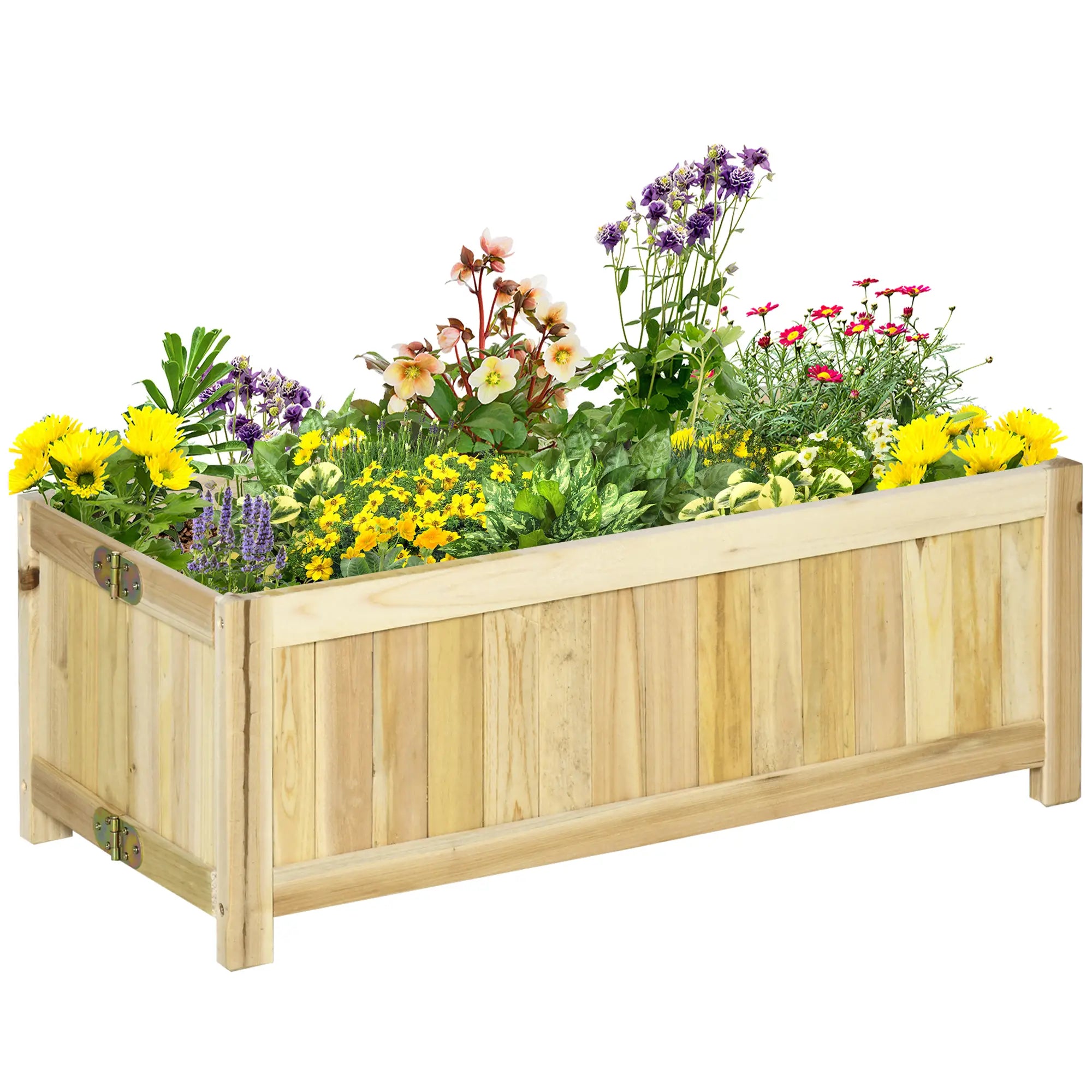 Foldable Elevated Planter Box, Wooden Raised Garden Bed, 27.5 x 11.75, Natural Wooden Planter Boxes at Gallery Canada