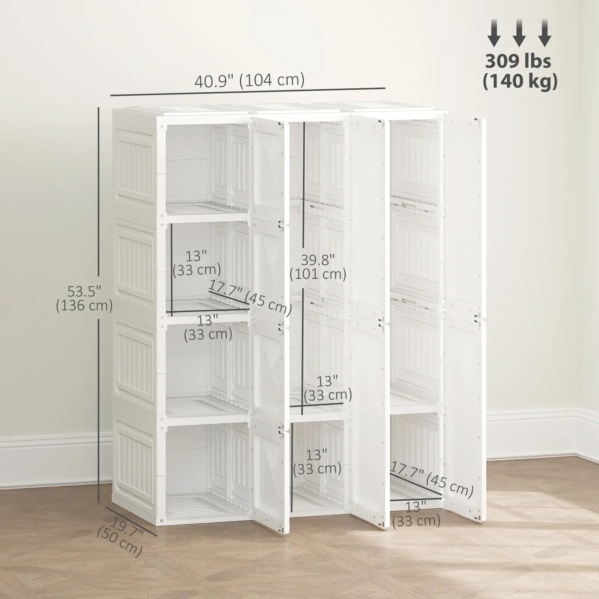 Portable Wardrobe, Foldable Plastic Closet, 8 Compartments, 2 Hanging Rods, White Clothing Storage at Gallery Canada