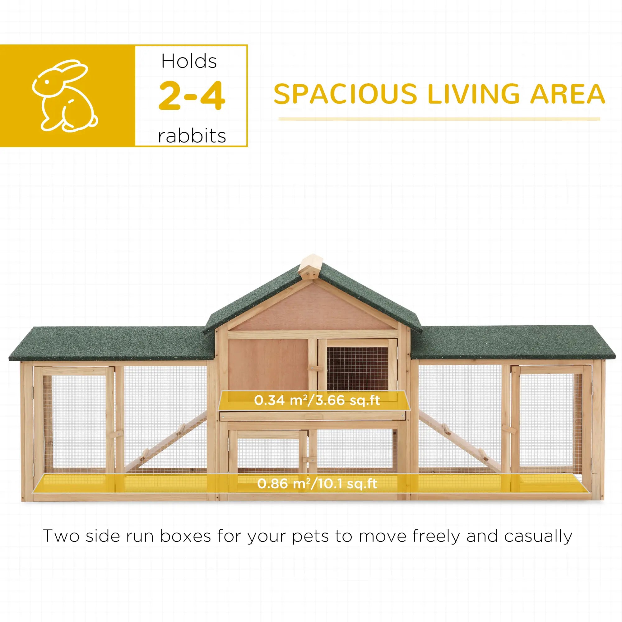 Large Rabbit Hutch, Bunny Cage, Guinea Pig House, 83