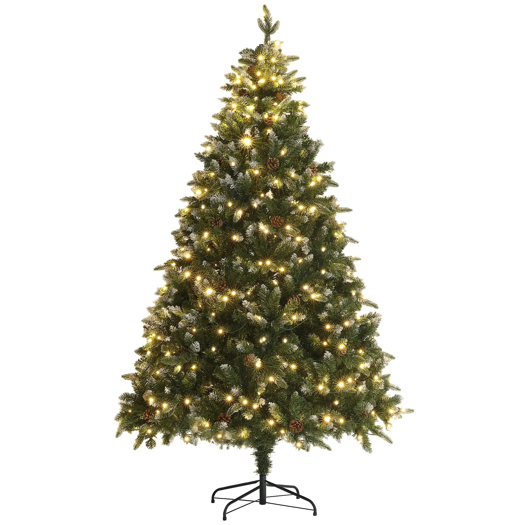 7 Foot Prelit Artificial Christmas Tree, Hinged, Dual Color LED Pre Lit Christmas Trees Green at Gallery Canada