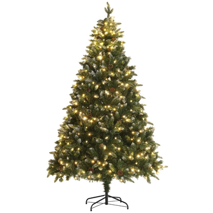 7 Foot Prelit Artificial Christmas Tree, Hinged, Dual Color LED Pre Lit Christmas Trees Green at Gallery Canada