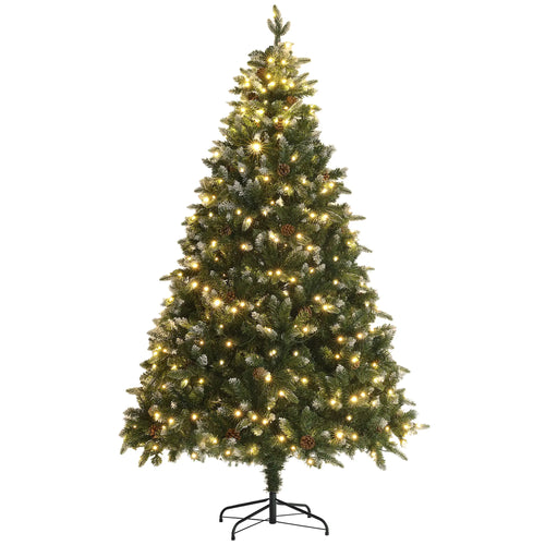 7 Foot Prelit Artificial Christmas Tree, Hinged, Dual Color LED