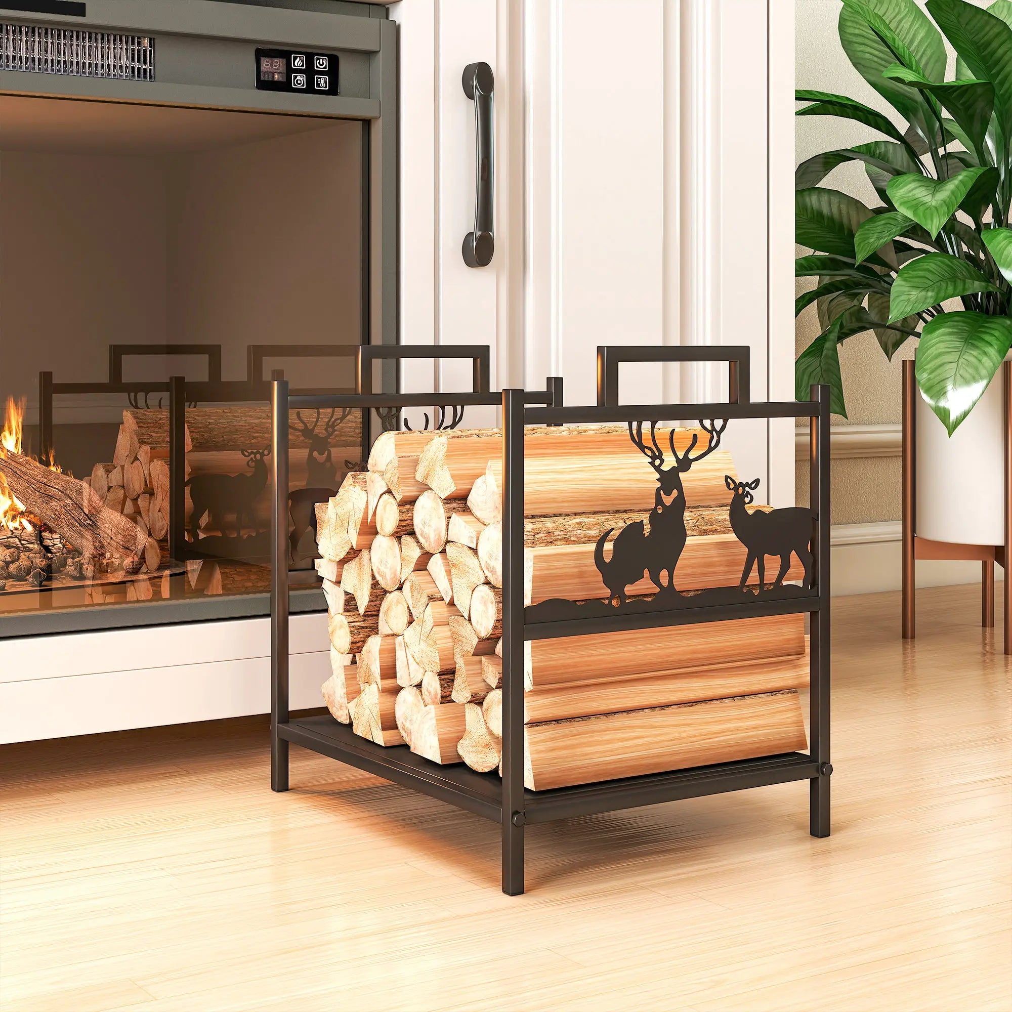Heavy Duty Log Stand, Firewood Rack Outdoor, Black Firewood Racks at Gallery Canada
