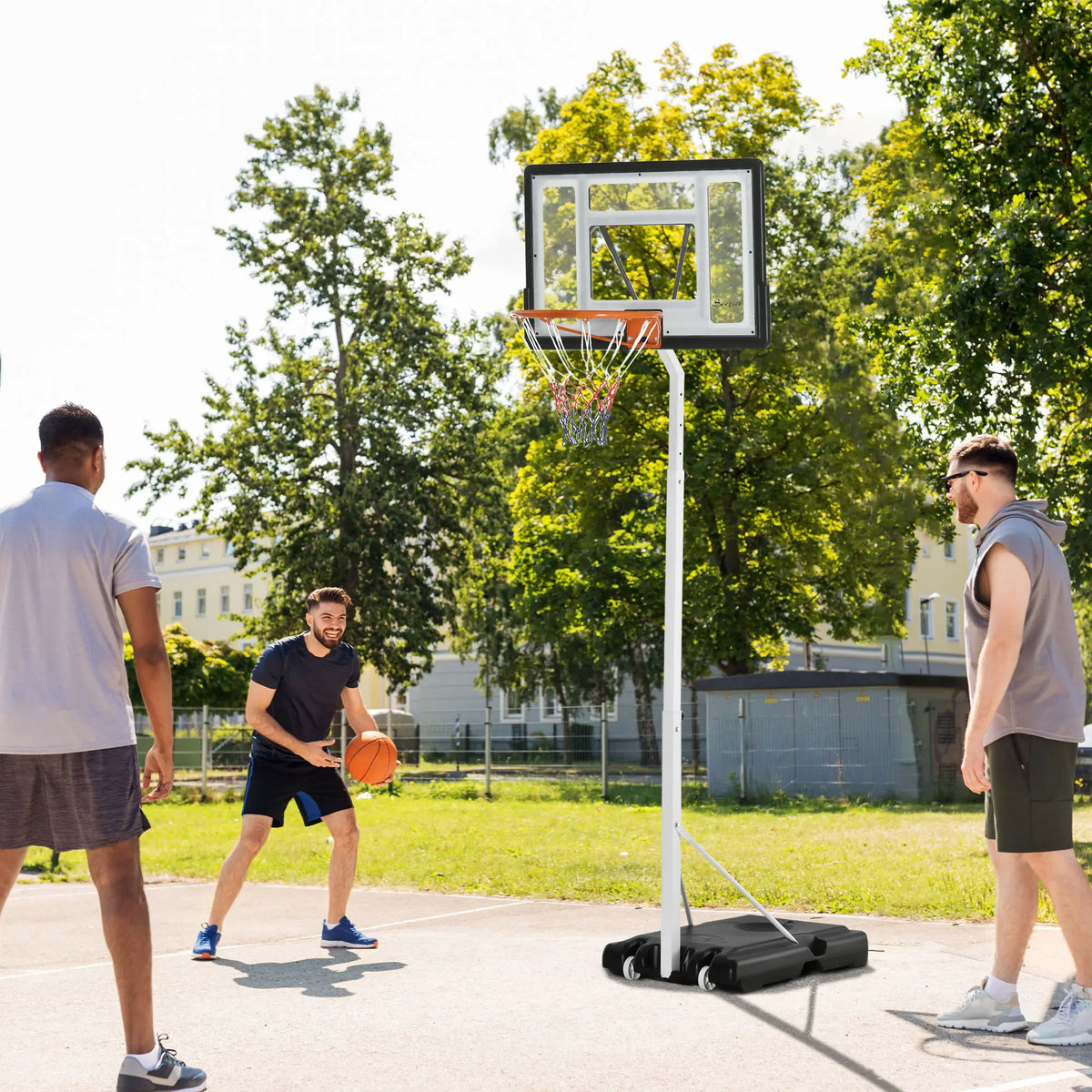 Portable Basketball Hoop, 7ft-8.5ft Adjustable with Wheels, 32.3" Backboard Basketball at Gallery Canada
