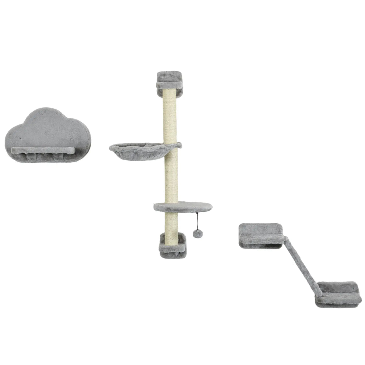 3PCs Cat Shelves, Hammock, Scratching Posts, Platforms, Grey Cat Climbing Wall Grey and Cream at Gallery Canada