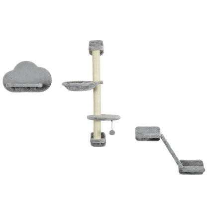 3PCs Cat Shelves, Hammock, Scratching Posts, Platforms, Grey Cat Climbing Wall Grey and Cream at Gallery Canada
