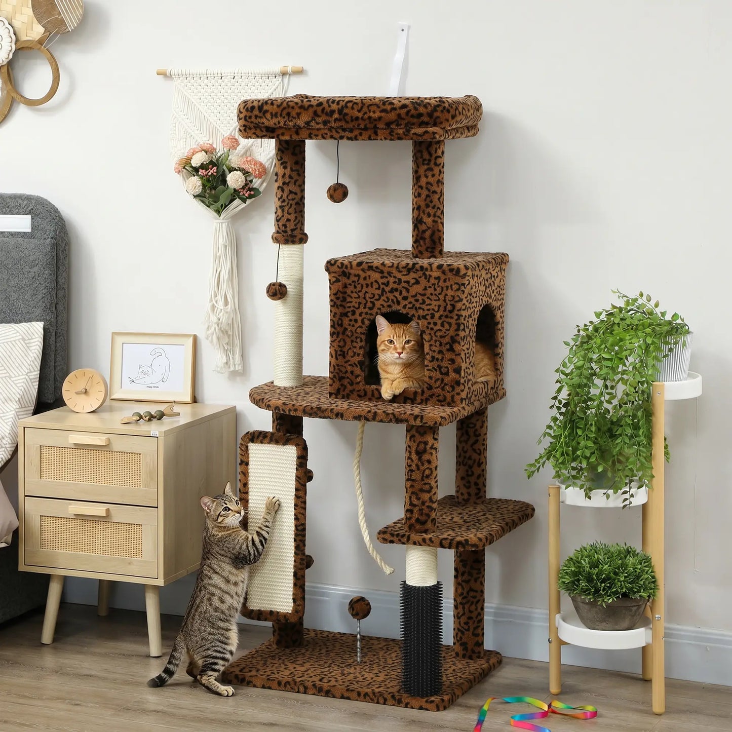 52 Inch Cat Tree With Scratching Posts, Bed, Condo Cat Trees at Gallery Canada