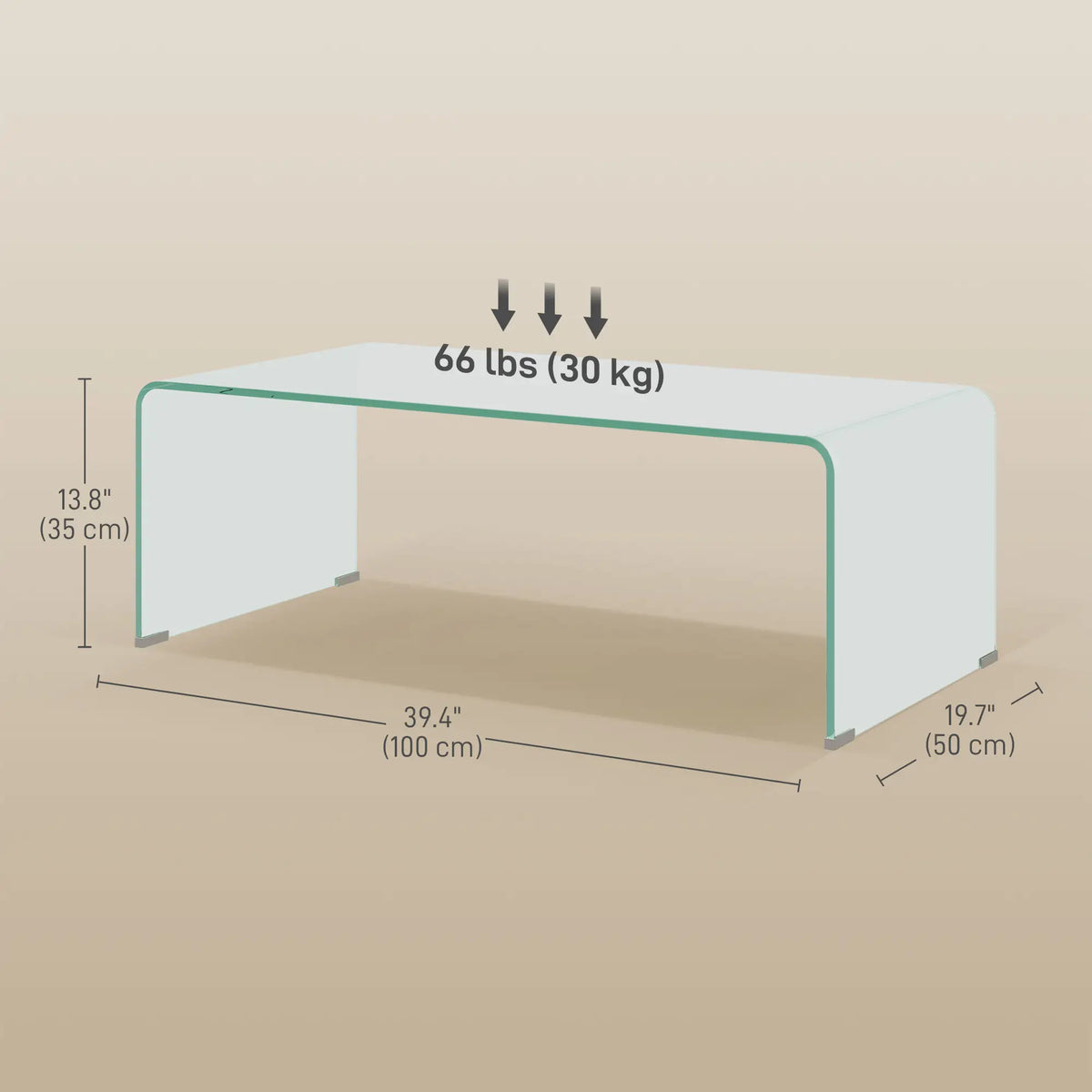 Clear Glass Coffee Table, Modern Rectangle Living Room Center Table, Safe Rounded Edges Coffee Tables at Gallery Canada