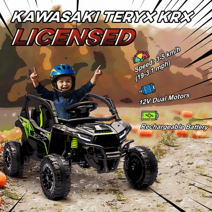 12V Ride On Truck, Licensed Kawasaki Teryx Krx 2WD Kids Electric Car, Black Electric Toy Cars at Gallery Canada