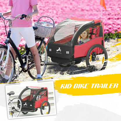 2 Seat Bike Trailer For Kids, Baby Stroller, 20" Wheels, Red Kids Bike Trailers at Gallery Canada