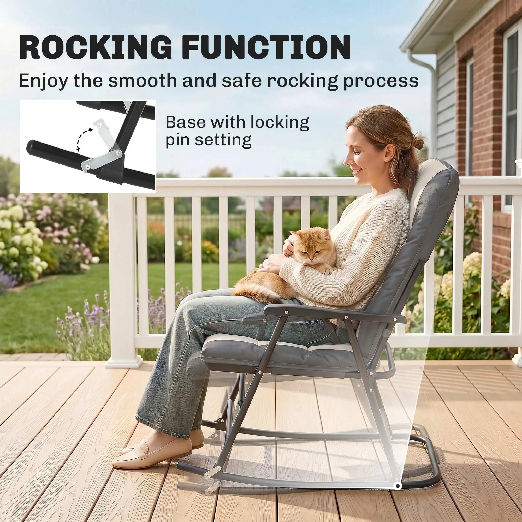 3-Piece Foldable Rocking Chair Set, Light Grey Outdoor Rocking Chairs at Gallery Canada
