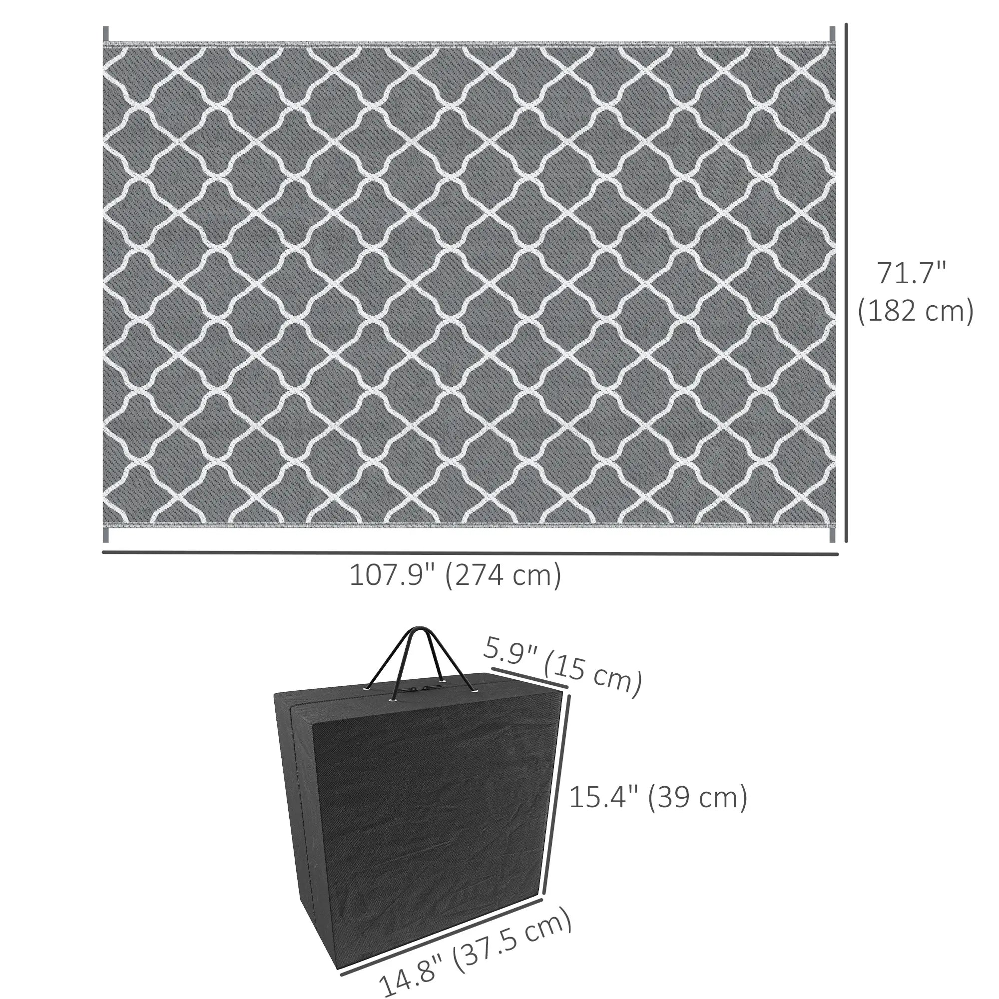 Waterproof Outdoor Rug, 6' x 9', Reversible RV Mat, Grey & White Garden Decor at Gallery Canada