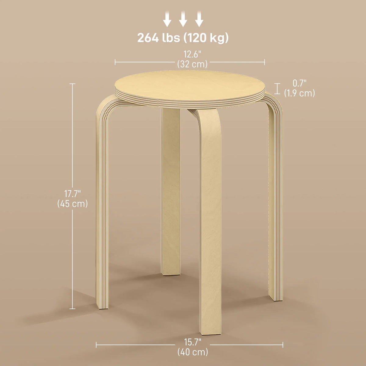 Round Stackable Chairs Set of 4, 18-Inch Backless Stacking Stools for Kitchen, Dining Room, Office, Outdoors Bar Stools at Gallery Canada