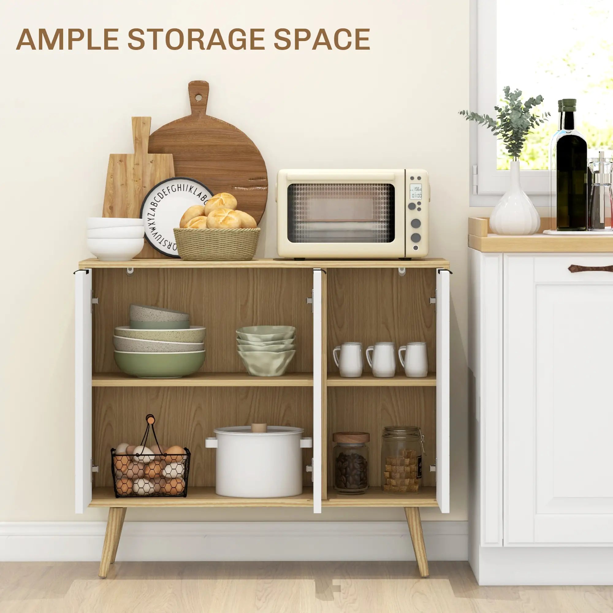 Modern Sideboard, Dining Cabinet with Adjustable Shelves, Natural Bar Cabinets at Gallery Canada
