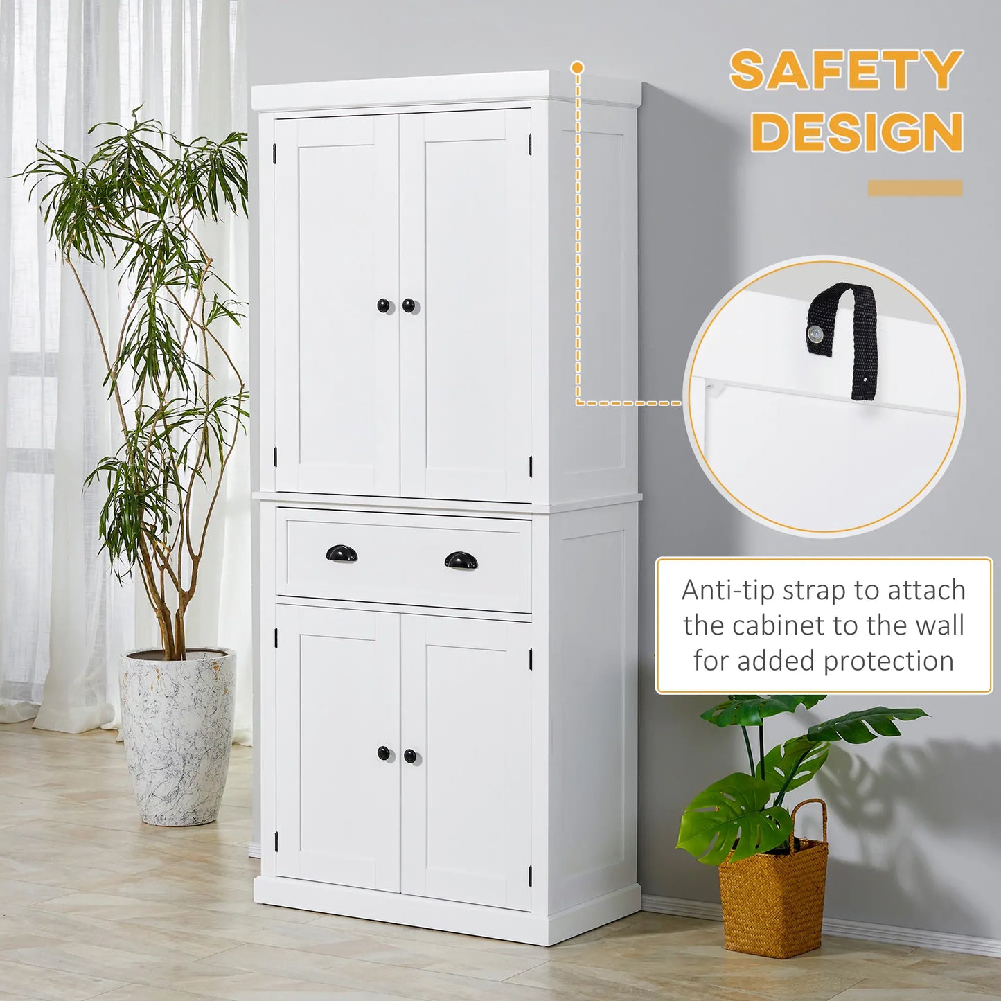 Kitchen Cabinet With 2 Drawers, MDF Board, White Kitchen Pantry Cabinets at Gallery Canada